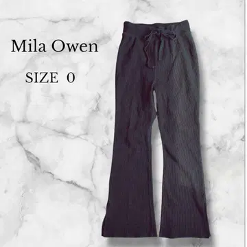 미라 오웬 캐주얼 팬츠 리브 팬츠 스트레이트 릴랙스 블랙