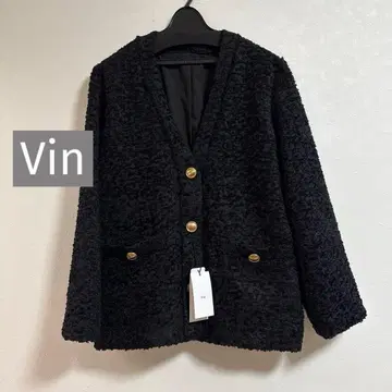 Vin 프린지 샤기 트위드 자켓