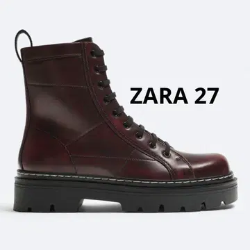 새상품급 ZARA 탑 스티치 청키힐 부츠 레이스업 부츠