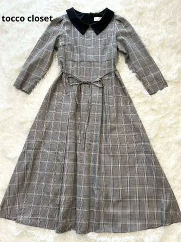 체크 무늬 롱 원피스 토코 클로젯