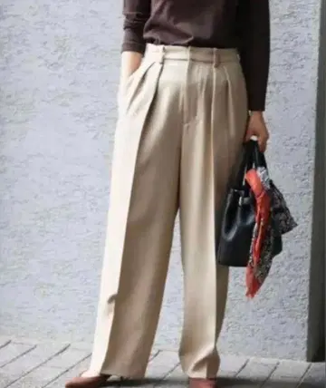 IENA 샤크 트위드 스트레이트 팬츠 베이지