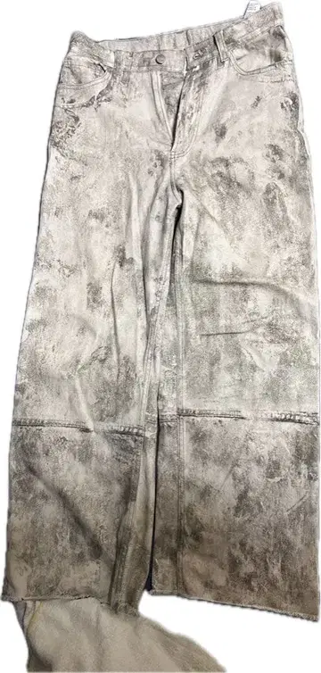 ZARA 디스트로이 데님 화이트 계열 와이드 레그 청바지 28인치