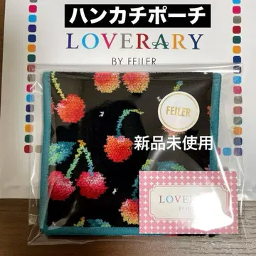 [ 미사용 새상품 ] FEILER 러브러리 손수건 파우치 체리 도트 블랙
