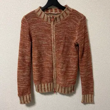 Shury 오렌지 계열 지퍼 니트 스웨터 긴팔