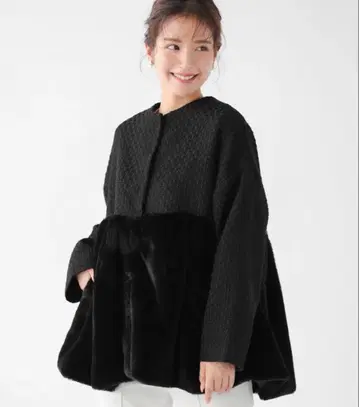 fitmore 에코 퍼 도킹 페플럼 코트