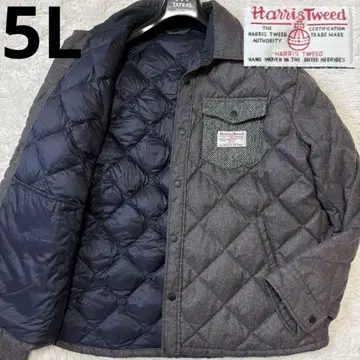 컨디션 최상/5L 해리스 트위드 퀼팅 다운 자켓 헤링본 울트라 웜