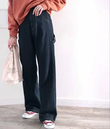 Java 남성용 페인터 트윌 & 와이드 데님 팬츠 원 워시