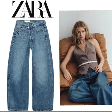 ZARA 배기 크로스 허리 미드 라이즈 청바지 TRF 36