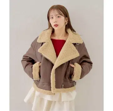 Chico 보아 가죽 라이더 자켓 아우터