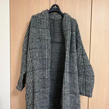 하운드투스 체크 패턴 가디건 코트 겉옷