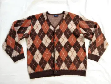 새상품급 Back Number 모헤어라이크 아가일 무늬 가디건 XL