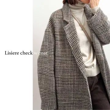 새상품급 라빠르망 리제르 체크 더블 코트 일본제