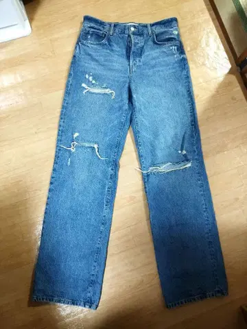 ZARA 배기 데미지 데님