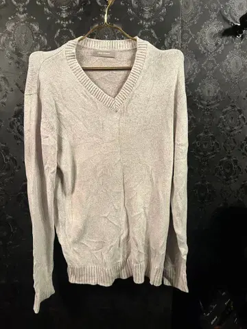 HIGH STREET 그레이 V넥 니트 스웨터