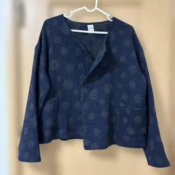 [ PLANTS ] 노카라 자켓 울 100% 도트 네이비