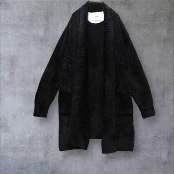 [누크레비두클라쎄] 롱 가디건 샤기 블랙 L/XL