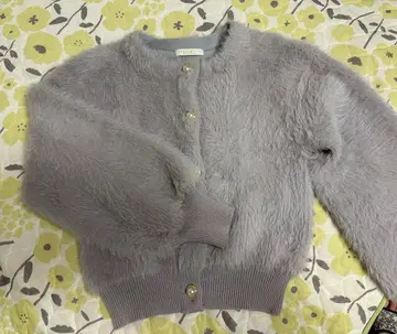 프로포션 퍼 소재 가디건 퍼플 그레이