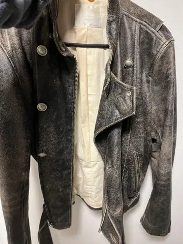 다크 브라운 가죽 싱글 라이더 자켓