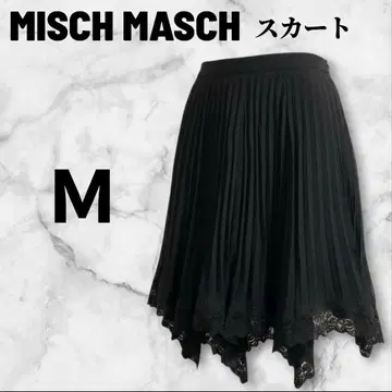새상품급 MISCH MASCH 미슈마슈 레이스 플리츠 스커트 M 블랙