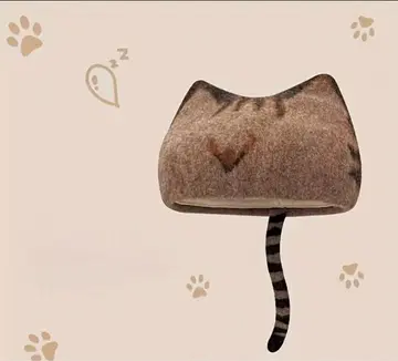 미사용 새상품 부드럽고 경량 100% 울 고양이 귀 디자인 베레모 커피색