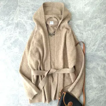 507 휴먼 우먼 니트 롱 가디건 후디 베이지