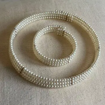 천연 담수 진주 초커 팔찌