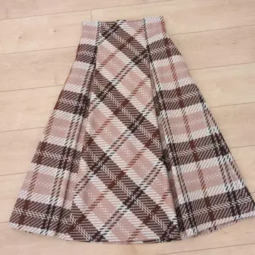 SNIDEL 로빙 체크 스커트 롱 핑크