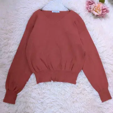 NATURAL BEAUTY BASIC 니트탑 긴팔 오렌지 브라운