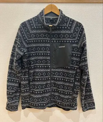 mont-bell 기하학 패턴 L 사이즈 플리스 자켓 크리마플러스