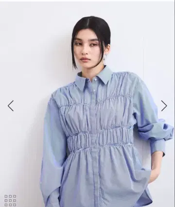 택 포함 새상품 VIS 셔링 디자인 셔츠 블루 스트라이프