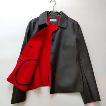 새상품급 리얼 가죽 숏 자켓 블랙 안감 레드 경량