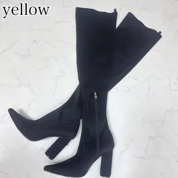 새상품급 yellow 블랙 니하이 부츠 사이즈 L