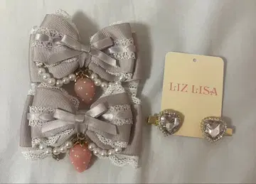 LIZLISA 스트로베리 리본 헤어 클립 핑크