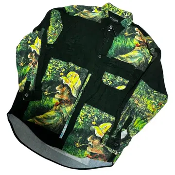 빈티지 WITEFORD 아트 회화 레이온 긴팔 셔츠