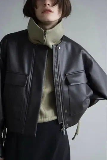 CLANE 비건 레더 쇼트 자켓