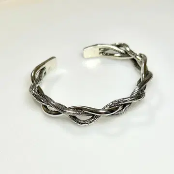 S925 뱅글 웨이브 실버 와이드 뜨개질 빈티지 스타일리시
