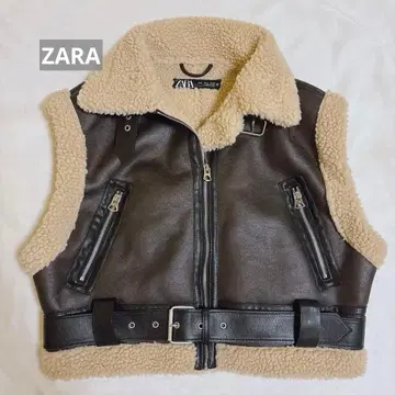 [ 새상품급 ] ZARA 더블 페이스 보아 베스트 무스탕 자켓 2way