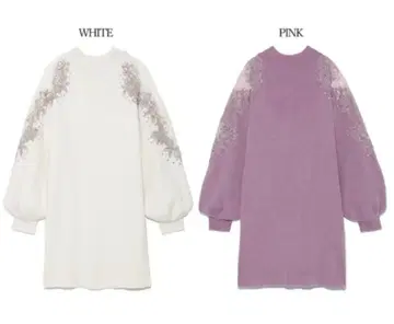 SNIDEL 레이스 자수 니트 원피스 화이트