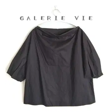 [ GALERIE VIE ] 코튼 블라우스 풀오버 셔츠 오부소매 블랙