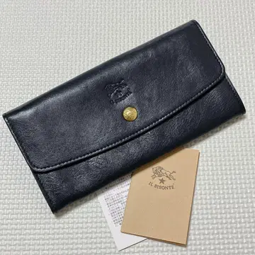 미사용 IL BISONTE 일비종떼 가죽 롱 지갑 장지갑 다크 네이비