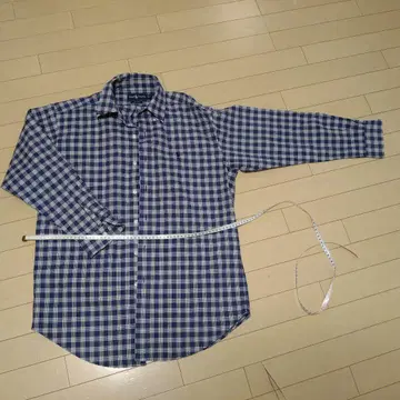 랄프 로렌 파랑과 화이트 체크 무늬 코튼 긴팔 셔츠