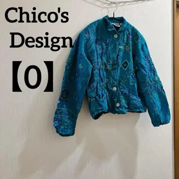 Chico's Design [ 0 ] 터콰이즈 자수 퀼팅 자켓 봄/가을