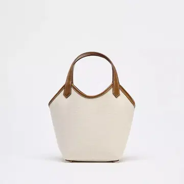 택 포함 새상품 ZARA 자라 대비 캔버스 미니 토트백