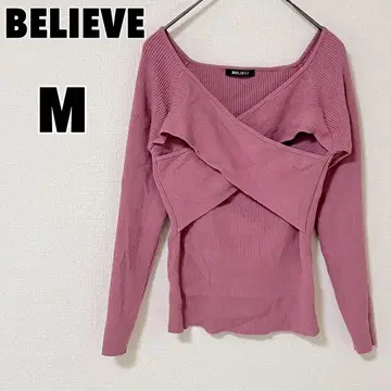 BELIEVE 빌리브 (M) 프론트 크로스 리브 니트