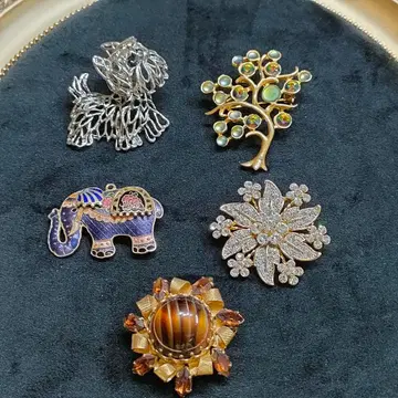 CL71 브로치 5점 개 칠보 수정석 라인석