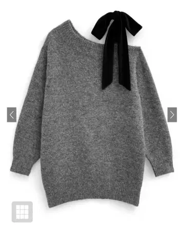 원 숄더 벨로아 리본 니트 미니 원피스[dr796]