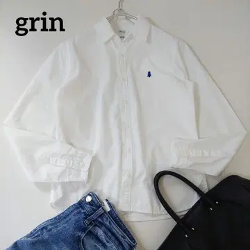 새상품급 grin 그린 코튼 셔츠 면 100% 화이트 배송비 포함