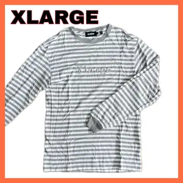 XLARGE 그레이 보더 긴팔 T셔츠