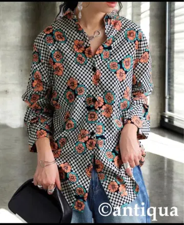 안티쿠아 레트로 플라워 셔츠 꽃무늬