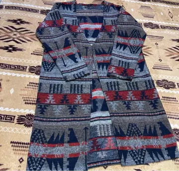 네이티브 무늬 가디건 사이즈 표시 M 올 티가 롱 가디건 긴팔